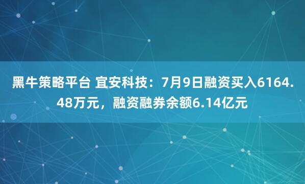 黑牛策略平台 宜安科技：7月9日融资买入6164.48万元，融资融券余额6.14亿元